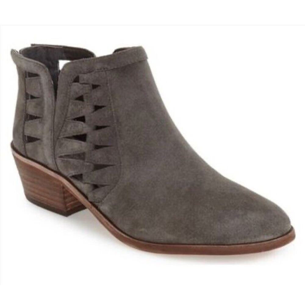 Vince Camuto Peera Suede Cutout Ankle Bootie Women’s Size 6.5 Western Boho Gray